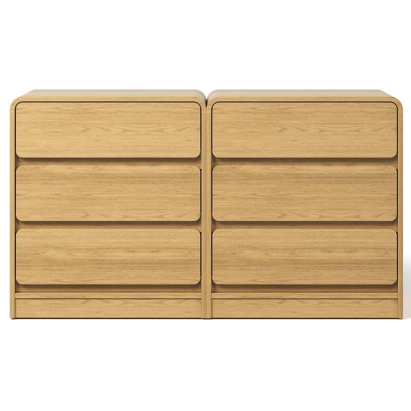 Modern Storage 3-Drawer Nightstand Set of 2 for Bedroom, Nursery, Living Room