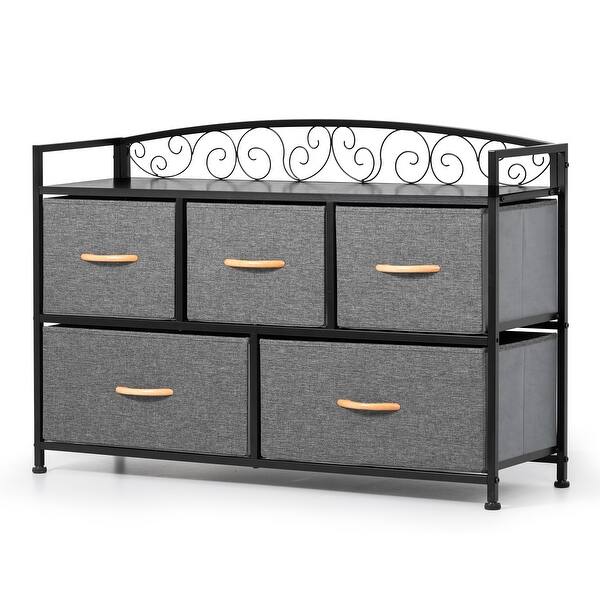 Crestlive Products Wide 5drawer Storage Cube Dresser with Fabric Bins