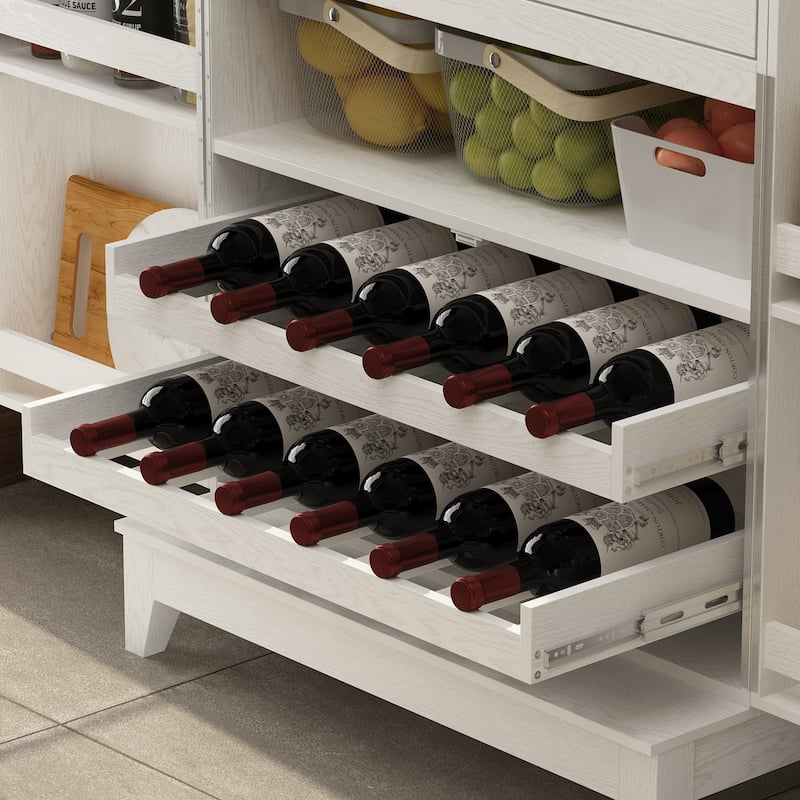 Kitchen Storage Solution Wine Drawers Wine Glass Cabinet Pantry White