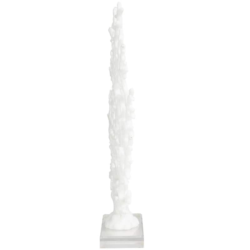 Resin Coral Decorative Sculpture with Clear Resin Base - White or Blue - Roche River Decor