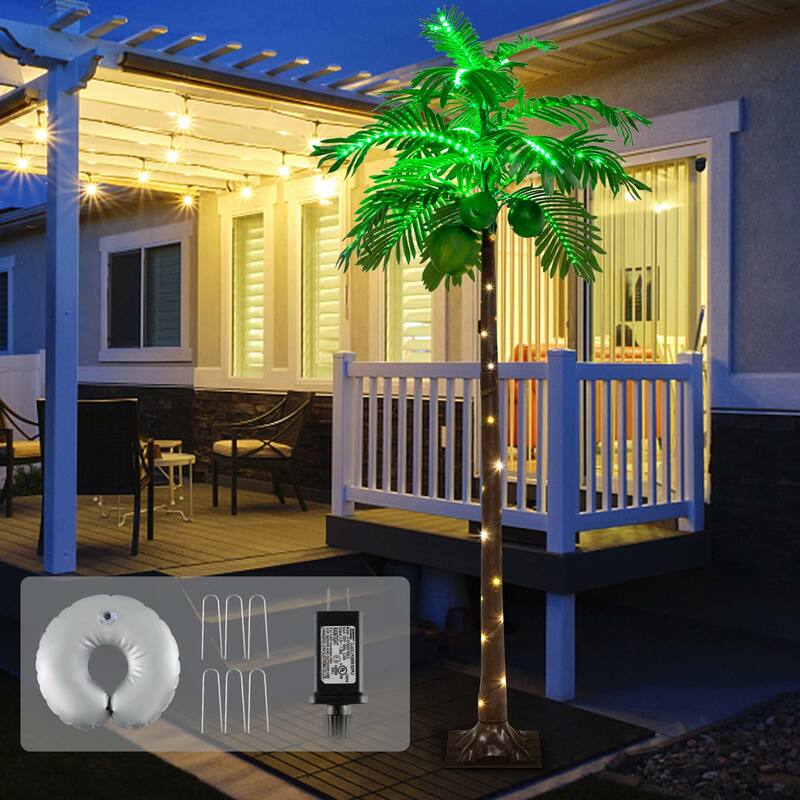 Costway 6 FT LED Lighted Artificial Palm Tree Hawaiian Style Tropical - See Details