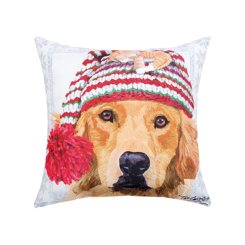 Christmas Golden Retriever 18 Inch Throw Pillow