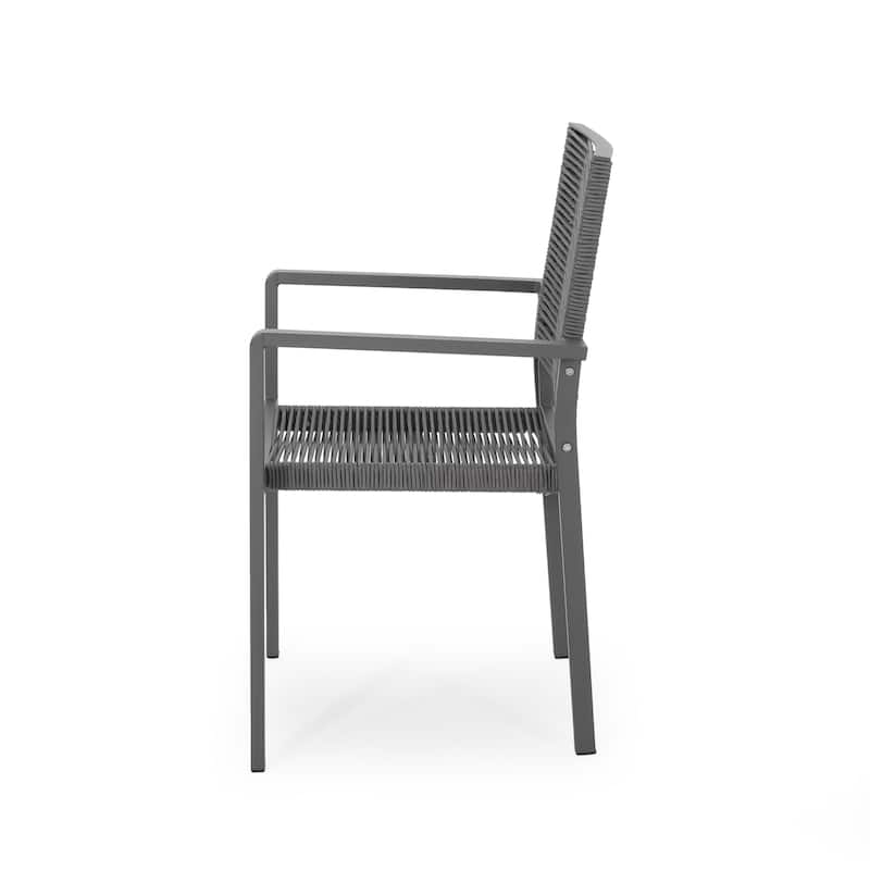 Roomfitters Outdoor Modern Aluminum Dining Chairs with Rope Seat, Set of 2, Stylish and Comfortable Design