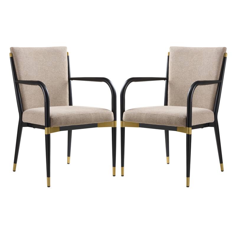 Christopher Knight Home - Modern Upholstered Metal Base Dining Armchair with Solid Back (Set of 2)