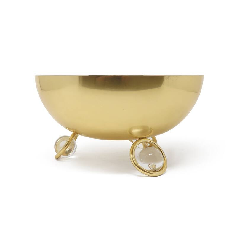 Salad Bowl Silver Inner Gold Outer with Ball Legs