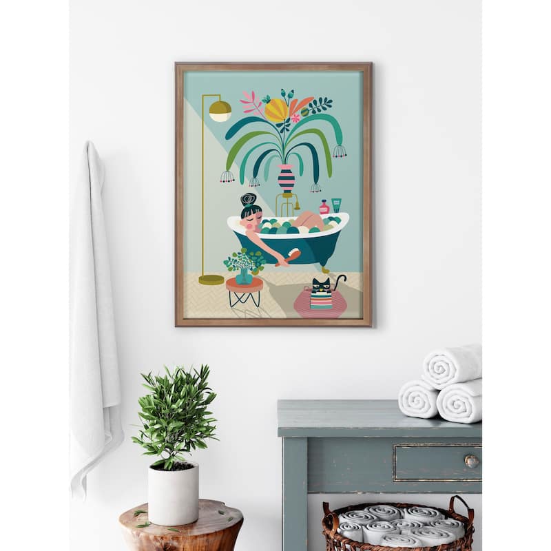 Kate and Laurel Blake Time to Relax Framed Printed Glass by Rachel Lee