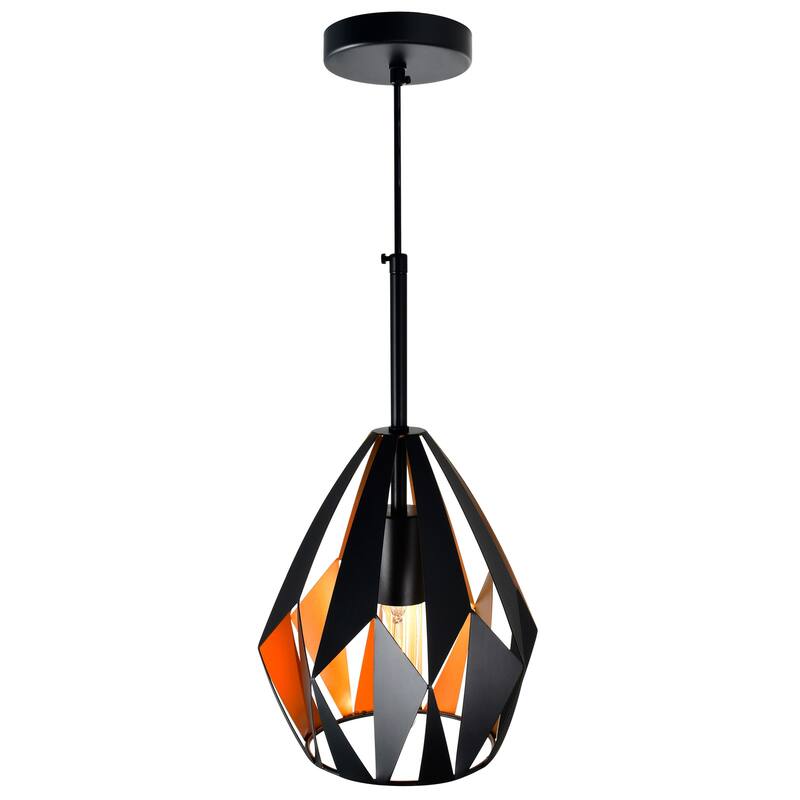 Oxide 1 Light 8in Black & Copper Down Mini Pendant - Black/Copper