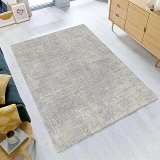 Charisma I Muted Gray Distressed Abstract Rug 2'7X7' - 2'7 x 7' - Bed ...