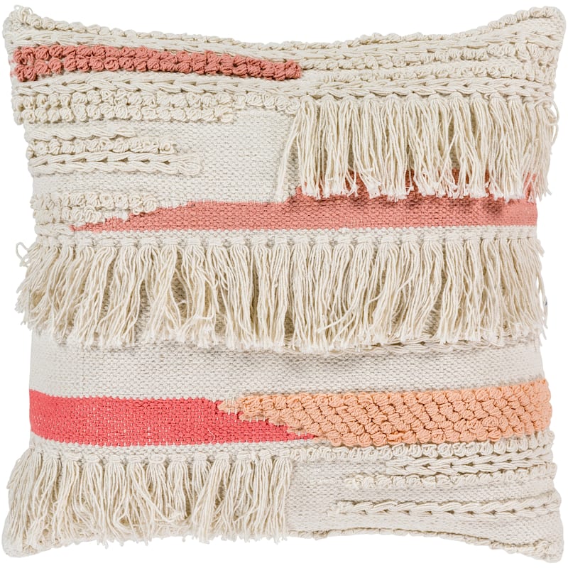 Malin Hand Woven Boho Fringe 20-inch Poly or Down Throw Pillow - Polyester