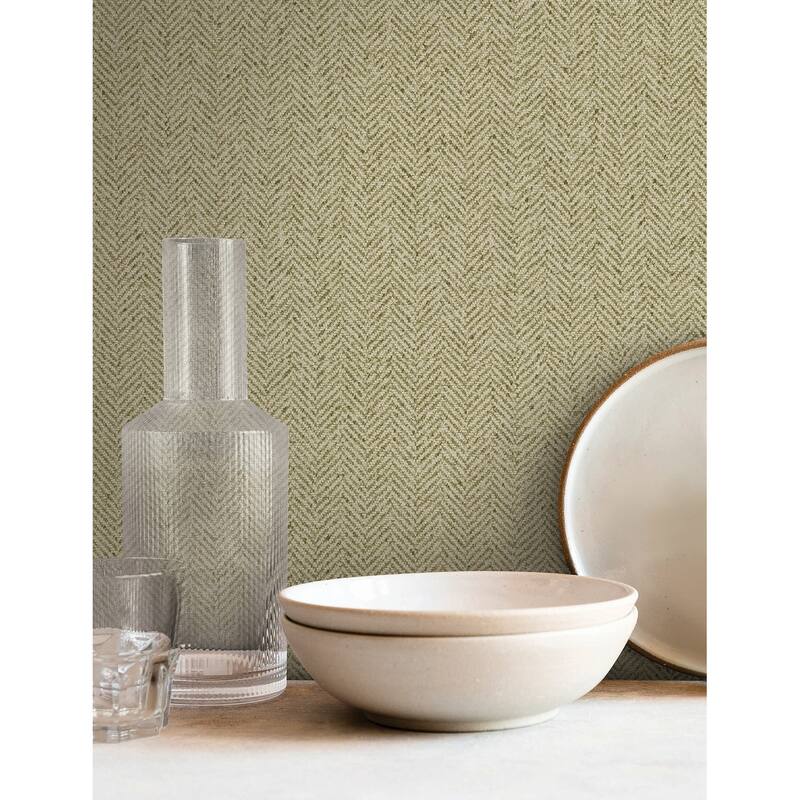 York Wallcoverings Tailored Chevron Green Wallpaper