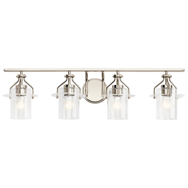 Kichler Everett 24 Inch 4 Light Vanity Light with Clear Glass in Polished Nickel