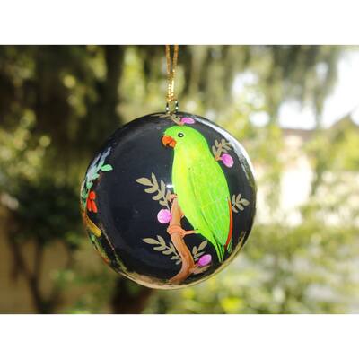 Handmade Christmas Ornaments Hand Painted by Artisan on Recycled Paper - Bird 6 - One Size
