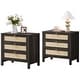 preview thumbnail 31 of 37, Set of 2 Farmhouse Style Nightstands with 3 Drawers Black - 6-drawer