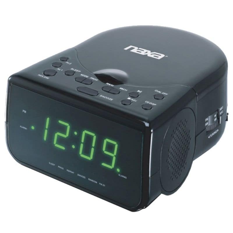 Naxa NRC-176 Digital Alarm Clock Radio with CD Player - Black
