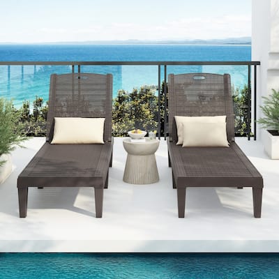 2-Piece Outdoor Chaise Lounges with Adjustable Backrest
