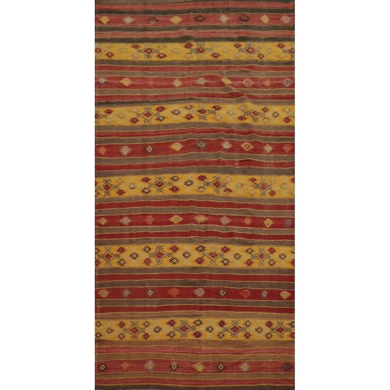 Hand Woven Oriental 100% Wool Carpet Southwestern Tribal Multi-Colored Kilim Area Rug - 10' 3'' X 5' 0''