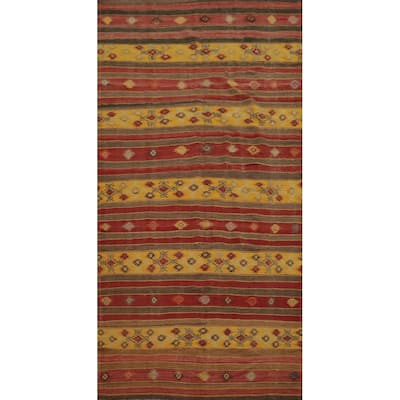 Hand Woven Oriental 100% Wool Carpet Southwestern Tribal Multi-Colored Kilim Area Rug - 10' 3'' X 5' 0''