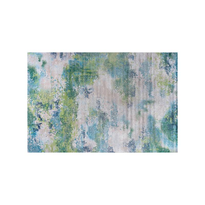 Beverly Rug Queen Abstract Non-Slip Rubber Back Washable Indoor Area Rug - 2 X 3 - Teal
