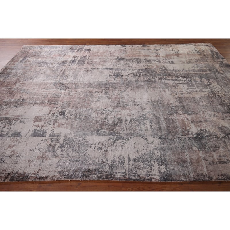 All-Over Abstract Indian Area Rug Handmade Wool Carpet - 8'0"x 10'2"