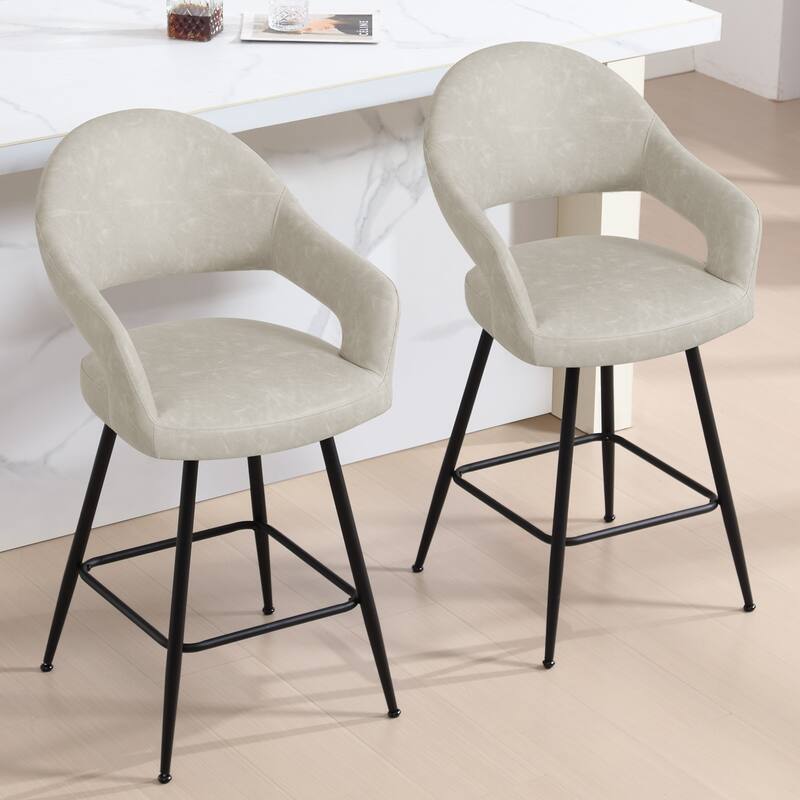 26" Velvet/ Faux Leather Counter Height Swivel Bar Stools Set of 2/4 - 39.2"H x 20.4"W X 22"D