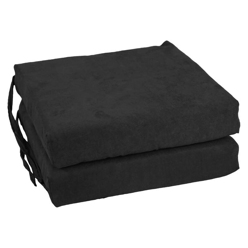 16-inch Square Indoor Microsuede Chair Cushions (Set of 2 or 4) - 16 x 16 - Set of 2 - Black