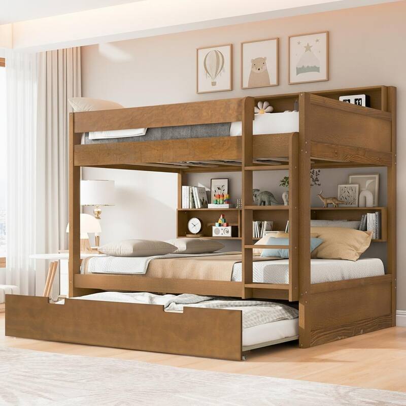 Bunk Bed with Trundle & Dual-Side Storage Shelves by Harper&Bright Designs