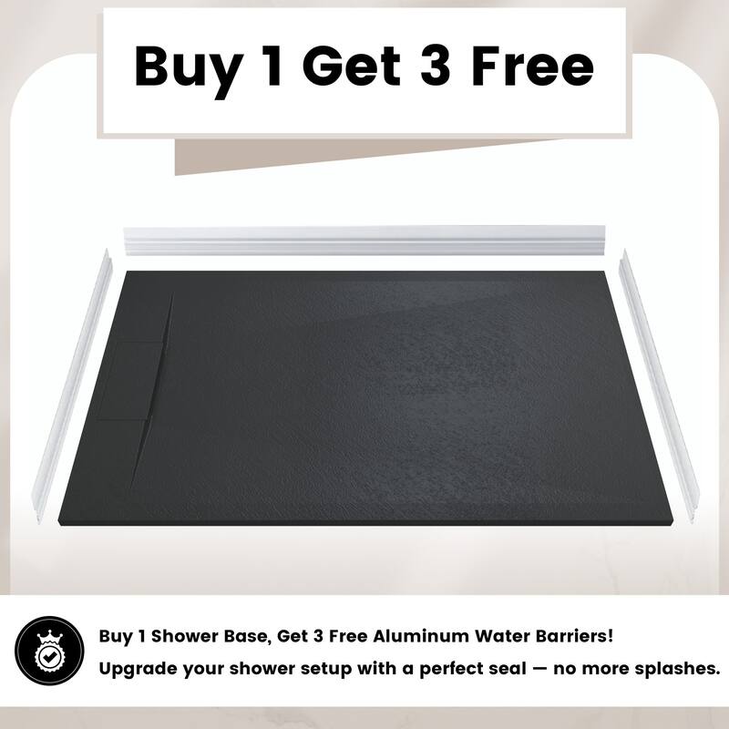 SMC Alcove Shower Pan Base with Reversible Drain, Low Profile, Wheelchair Access, Slip-Resistant, cUPC Certified