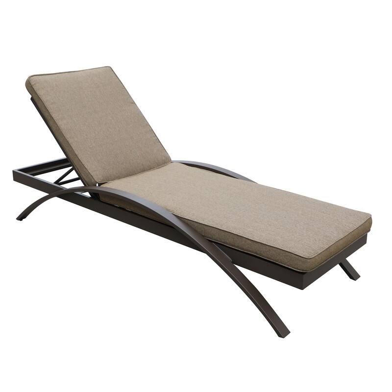 Colorado Outdoor Patio Furniture - 2x Brown Aluminum Adjustable Poolside Chaise Lounge Chair with Chocolate Cushions