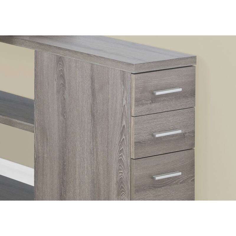 L-Shaped Computer Desk with Storage Drawers, Adjustable Shelf, Metal Base