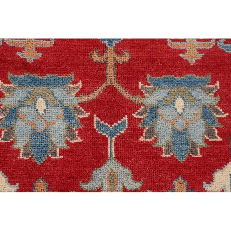 Red Kazak Area Rug Hand-Knotted Bedroom Wool Carpet - 5'1" x 6'7"