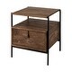 preview thumbnail 1 of 10, Glenn I Square Dark Brown Wood and Iron Black Frame Side Table 20.0L x 21.0W x 24.0H - Dark Brown - Wood