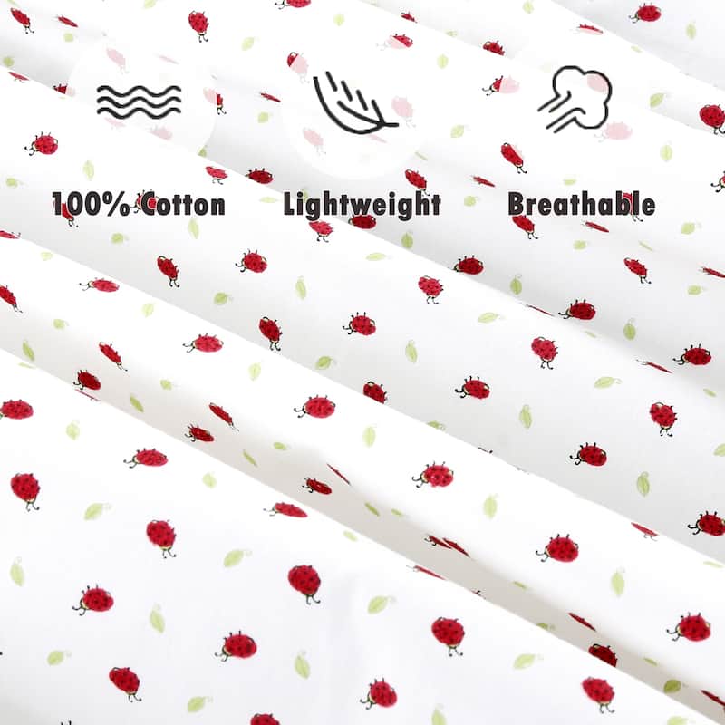Princess Flower Butterfly Ladybug Animals Dot Girls Pink Purple Cotton Toddler/Baby Crib Child Fitted Sheet Set (Pack of 3)
