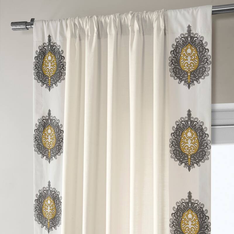 Exclusive Fabrics Mayan Solid Cotton Bordered Curtain (1 Panel)