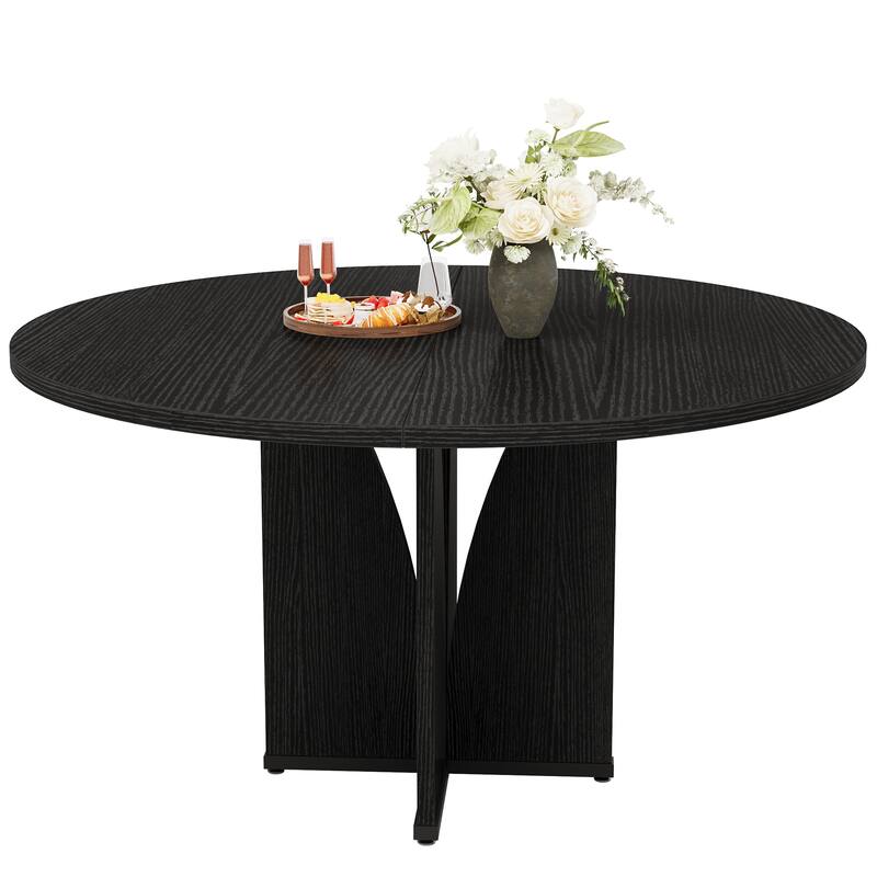 Wooden Large Dining Table, Round Kitchen Table for Dining/Living Room