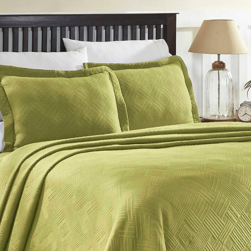 Superior Geometric Fret Cotton Decorative Bedspread Set - Sweet Pea - Full