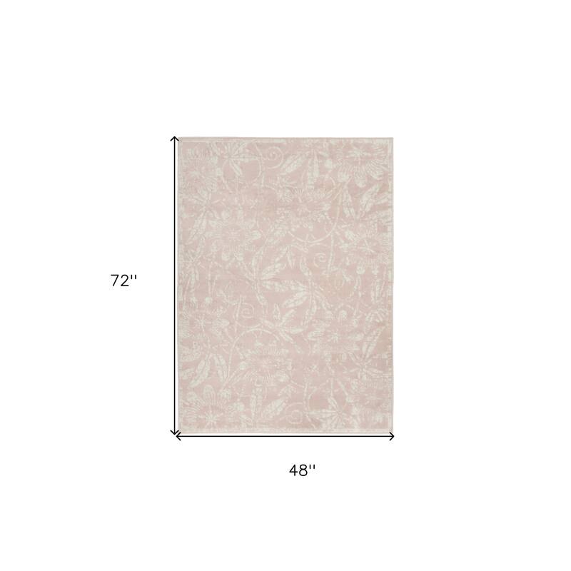 Focuq Power Loomed Distressed Floral Traditional Stain Resistant Area Rug By HomeRoots