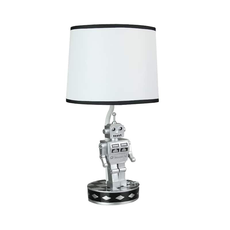 Zeckos 1960'S Style Square Head Robot Table Lamp With Shade - 16.5 X 9 X 9 inches