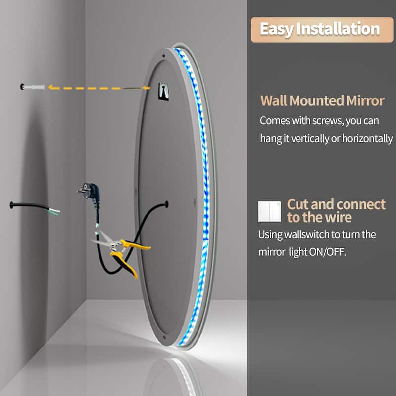 Oval RGB Lighting Wall Mirrors for Bathroom Vanity Mirror - 32" x 24"