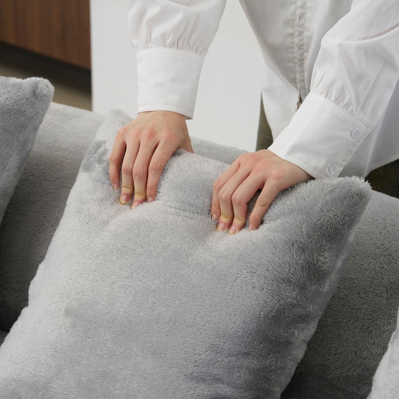 Modern And Simple Curved Flannelette Sofa.Creative Multi-Seater,With A Combination Of Pillows