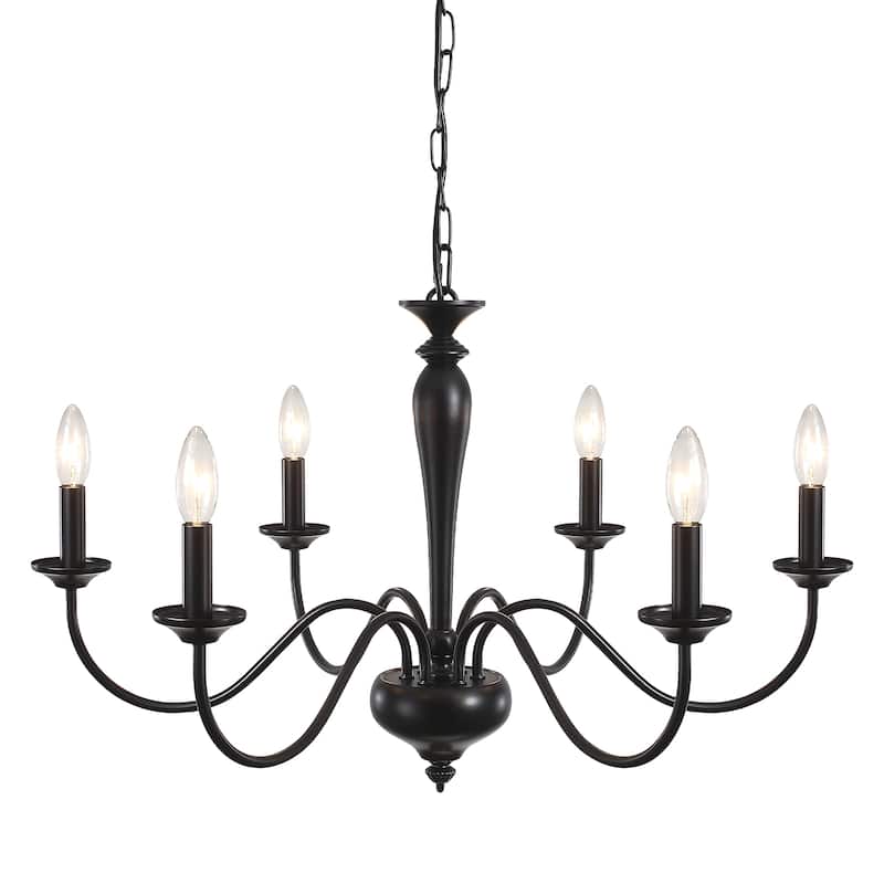 6-Light 27.95-inch Industrial Candle Chandelier Light for Bedroom Foyer