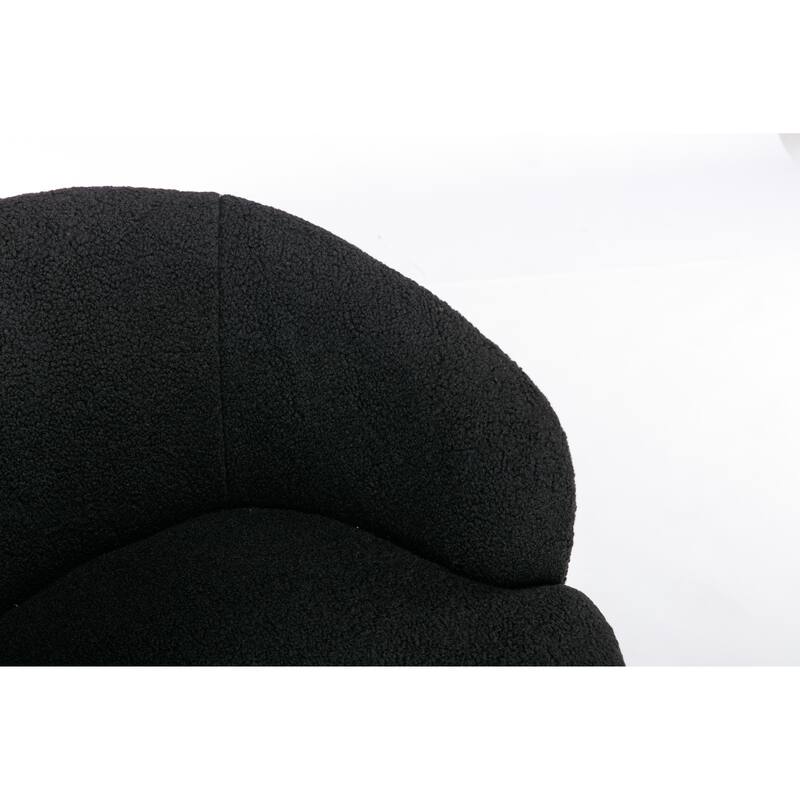 Wool Swivel Barrel Chair with 360° Rotation & Metal Base