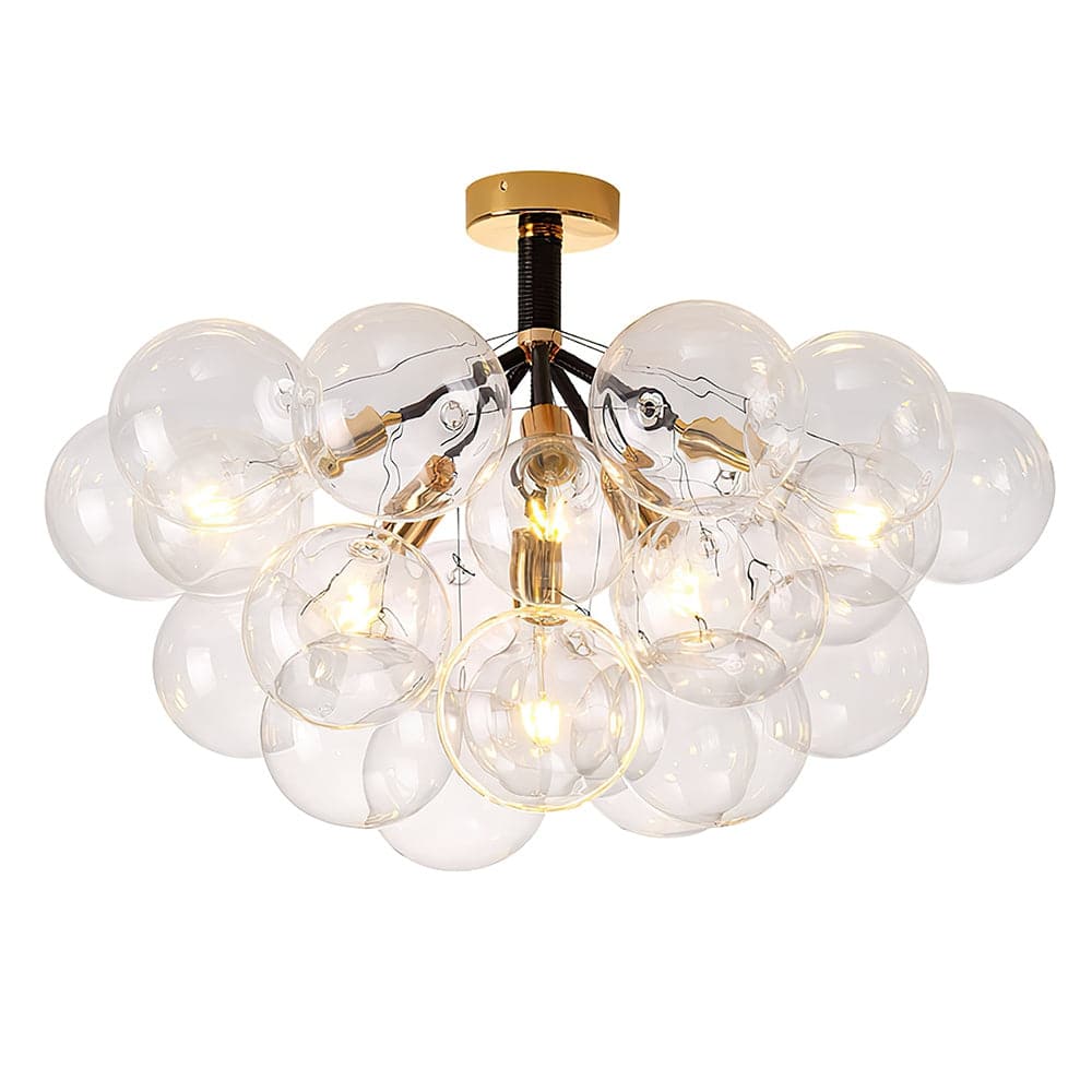 Contemporary Clear Glass Globe Bubble Semi Flush Mount