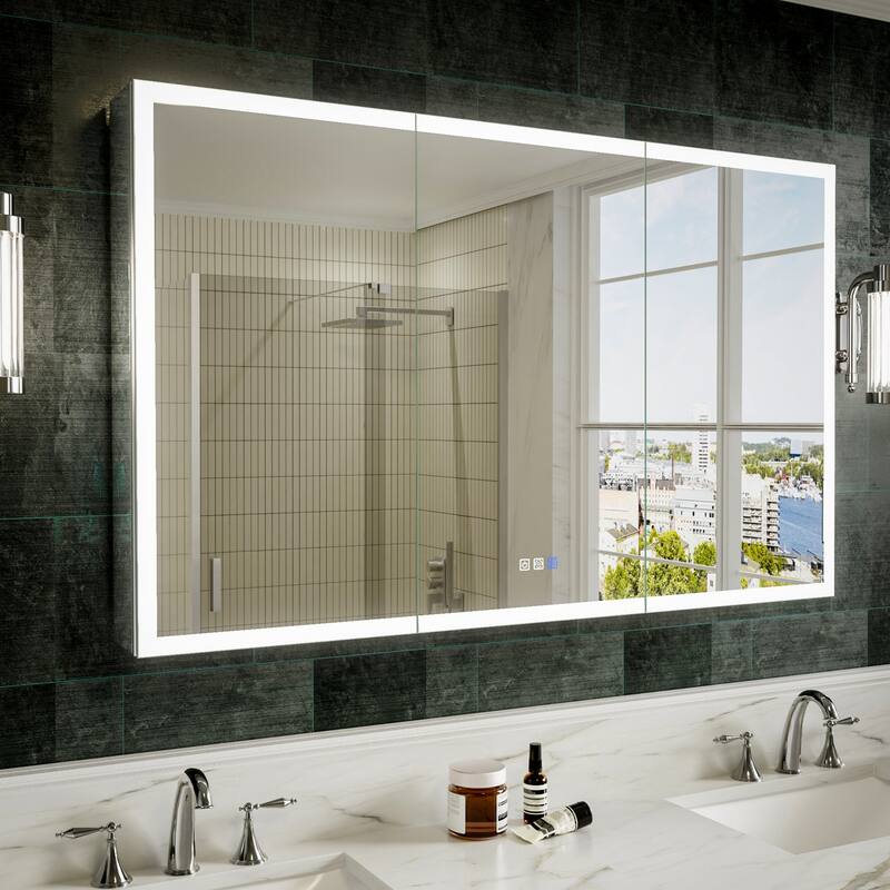 Modland 36"-48"W x 30"H LED Bathroom Medicine Cabinet Dimmable Anti-Fog,Recessed or Surface Mount