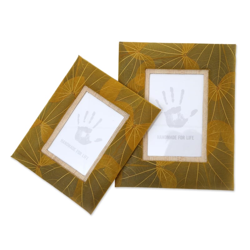 Novica Handmade Autumn Spirit In Yellow Natural Fiber Photo Frames (Pair)