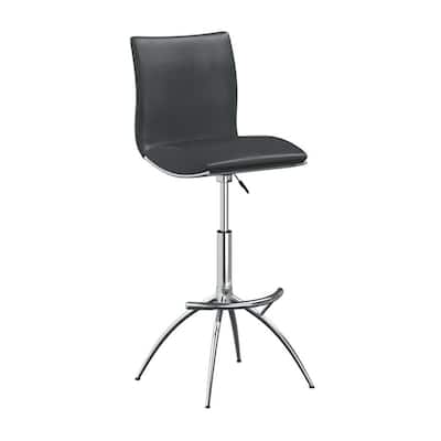 Deko 26-31 Inch Adjustable Height Barstool Chair, Set of 2, Chrome, Gray Faux Leather