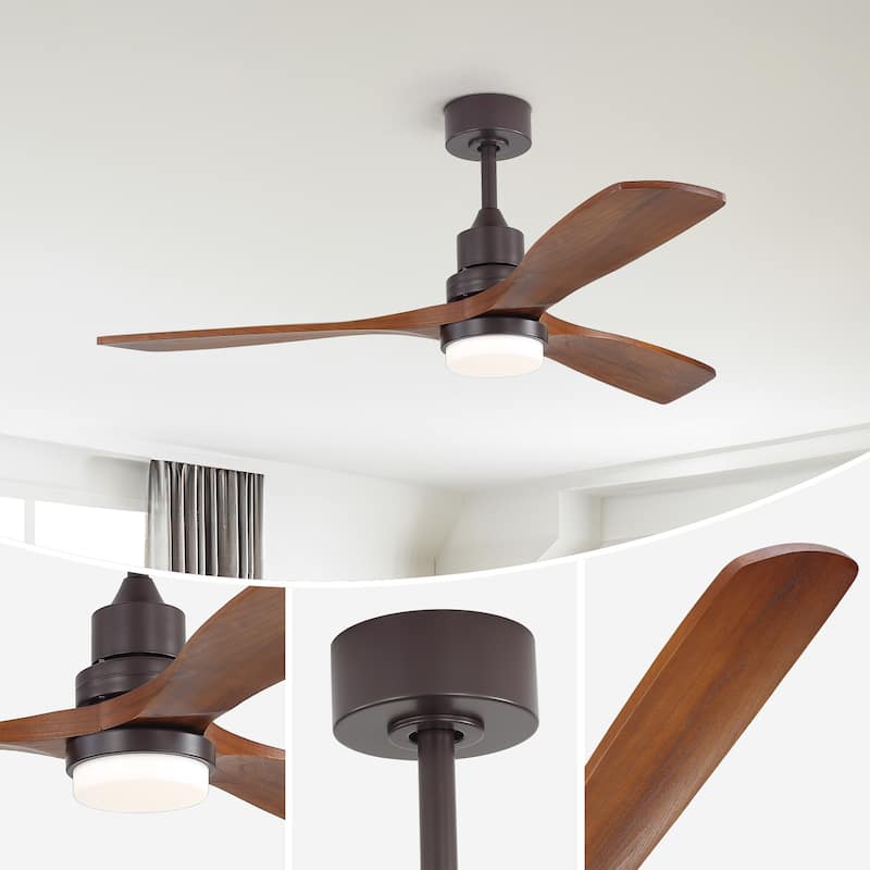 Sofucor 52 Inch Ceiling Fan with Light and Remote,Smart Optional,Quiet DC Motor for Bedroom Living Room Farmhouse Patio Porch