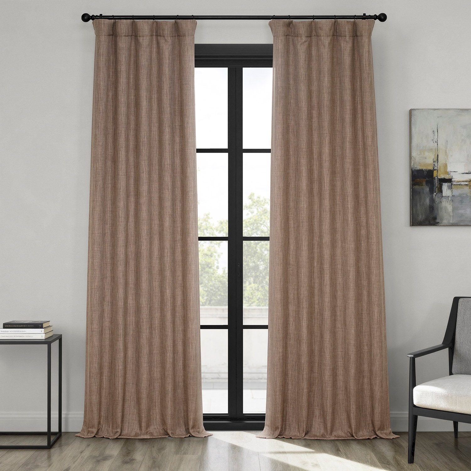 Exclusive Fabrics Textured Faux Linen Curtains Rod Pocket Single Panel (1 Panel)