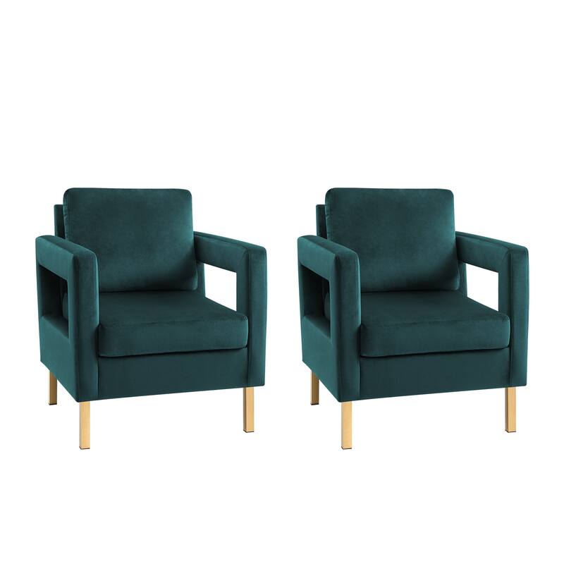 Valentina Modern Upholstered Accent Armchair with Gold Legs Set of 2 by HULALA HOME