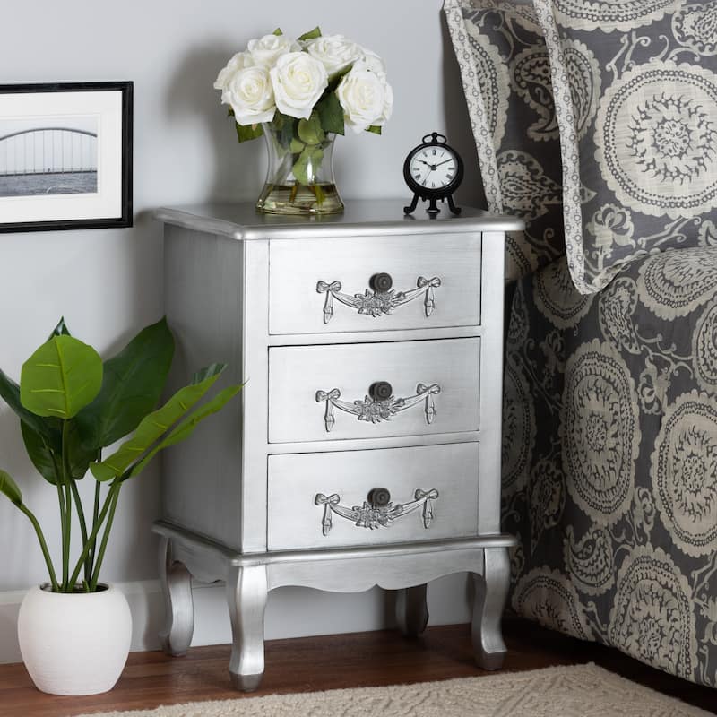 Baxton Studio Callen Classic and Traditional Wood 3-Drawer End Table