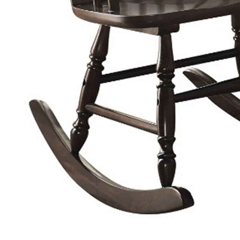 Traditional Style Wooden Rocking Chair with Contoured Seat, Black